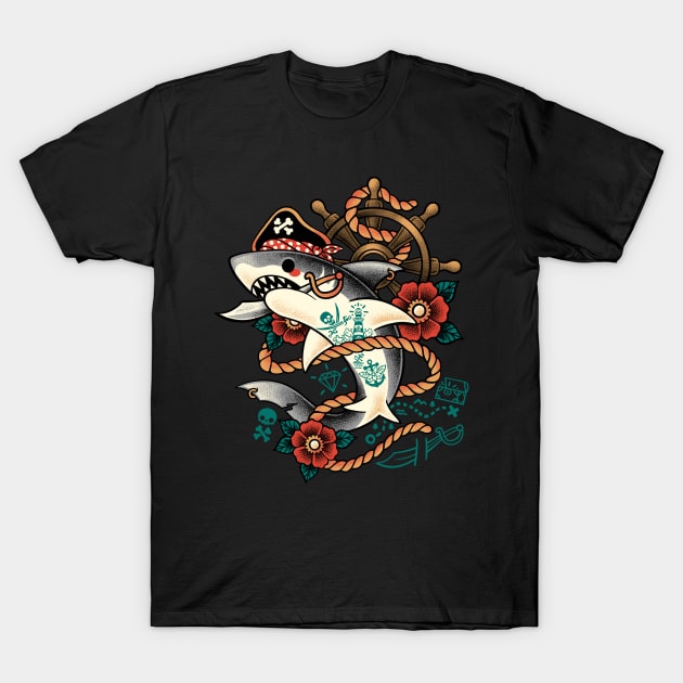 Pirate shark tattoo T-Shirt by NemiMakeit